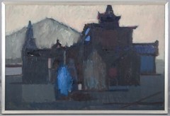 Peer Lorentz Dahl, Norwegian-Danish artist. Oil on canvas. View of a church.