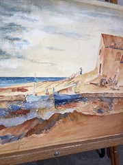 Original Watercolor Landscape Shoreline Seascape 11 1/4 X 14 3/4 inches Signed
