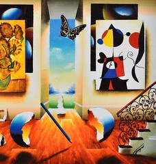 Fascinating LIMITED FERJO Giclee Canvas „Sunflowers & Miro“ Numbered SIGNED COA