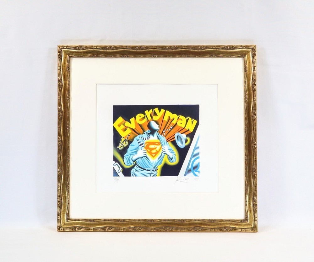 Mark Kostabi „Every Man“ Screen Printing Signed Framed ED99 1991