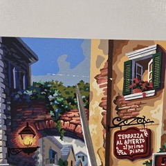 Buon Appetito Finished Acrylic Paint By Number 20×16 Italy City Restaurants Flaw