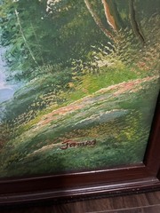 Summer nature Oil painting Original art Waterfall 29” x 26” Majestic Woods Magic