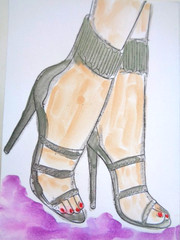 ACEO Women In Fashion – FANCY HIGH HEEL SHOES Painting ART