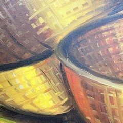 Signed Original Ana Hasbun Vergara Still Life Painting Woven Baskets Art