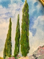 Original Sierra Foothills Watercolor Painting 5×7 Framed Gold Arch Landscape Art