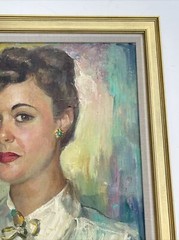 ARNOLD HOFFMAN PAINTING ANTIQUE NEW YORK Pretty Woman Oil LISTED FAMOUS 1940’S