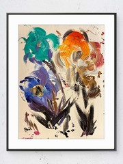 Original Abstract Flower Painting 9×12 140 LP Weight Paper Acrylic Art