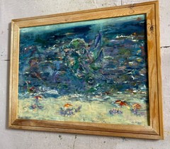 Abstract Ocean Original Oil Painting, Coastal Art, by Van Ness