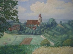 H.Ketterer Oil Painting° Small Village With Church Nature Botany° Sign Dat.