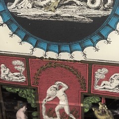 Pair of Neoclassical Reverse Paintings on Glass with Many Intricate Paintings