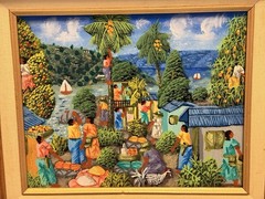 Original Oil Painting Signed L.Y. Alaby Caribbean Village Folk Art 15×13