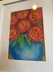 Peonies,abstract Flowers,roses,bouquet,soft Pastel painting On Paper,framed 9/11