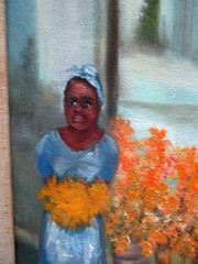 VTG Oil Painting on Canvas Ernestine Trotter Selling Flowers in Charleston SC