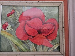 Vtg Original Watercolor Painting Coral Poppies Flowers Signed 16″x13″