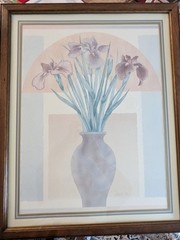 Gloria Eriksen Watercolor Painting Signed Irises 30×24