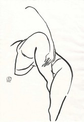 Sanyu Style Nude Female Chinese French ink drawing art deco Chang Yu 常玉 erotic