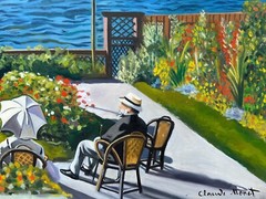 Claude Monet Signed Oil Painting on Canvas 19×27 in Impressionism .