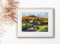 Vermont Painting Original Art Impasto Oil Painting Fall Landscape, 5×7″ signed