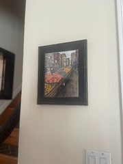 Original Watercolor Painting – NYC Little Italy Fruit Carts – 11×13 Framed Art,