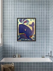 Having a Whale of a Time Original Acrylic 11×14 Whale Wall Art Signed Painting