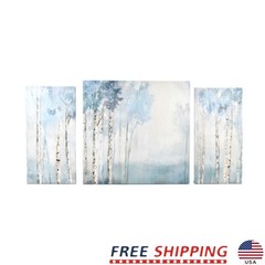 Large 3 Piece Blue Birch Tree Canvas Wall Art Abstract Landscape Decor Set New