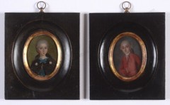 „Portrait of a young married couple“, two German oil miniatures, 1760/70 (m)