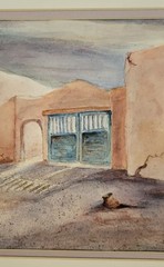 Colorado Artist LYNNE MILLIKEN Original Watercolor – „Taos Gate“, 11×14, Matted