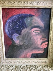 Old Portrait Of Man W/ Eyes Closed Framed With Quick Flip Change Of Art In Back