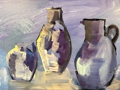 Original Abstract Expressionism 12×16 Still Life of Three Handmade Signed Art