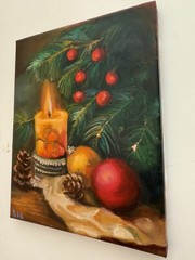 Christmas Tree, Original Painting oil,8x10inches, Wall Art Decor, Christmas Gift
