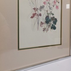Columbine Flowers by artist Mads Stage Framed 16×20 Watercolor Style Butterfly