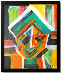 Cubism Wall Art Portrait Canvas Abstract Face Acrylic Signed Original Painting