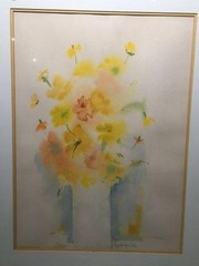 Mary Katherine Collins Signed Watercolor Floral Still-Life in Frame, 23″ x 29″