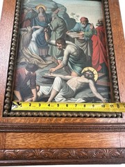 Vintage Stations Of The Cross 11th Station Jesus Nailed To The Cross Painting