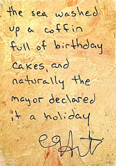 e9Art ACEO ‚the sea washed up a coffin full of birthday cakes, and naturally…‘