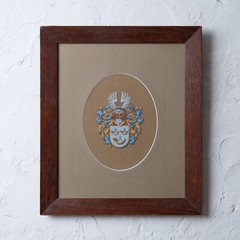 Heraldic Coat of Arms Gouache Painting