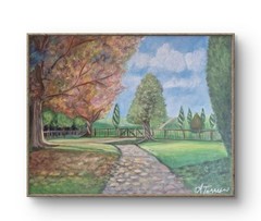 Modern Fantasy Garden Original Abstract Painting 9×12
