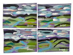 ACEO Original Art Cards – Mountain Landscape, Sky, Clouds (Set of 4) Collectible