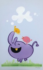 Billy Tokyo Stencil Original Abstract Pop Art Painting „Hippo Life – Blue“
