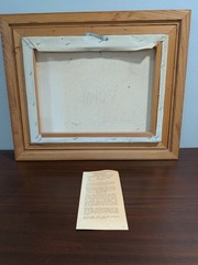 Vintage H. Hargrove Baseball Americana Stretched Canvas Painting Framed W/ COA