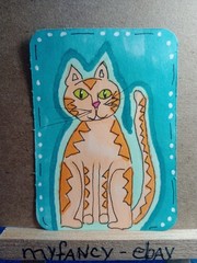 ACEO ATC Orange Tabby Cat original painting new 3.5″ x 2.5″ myfancy