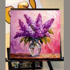 ORIGINAL Oil PAINTING on Canvas Lilac Textured Art 12×12 in Custom Order