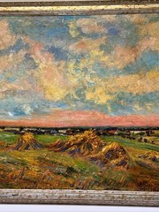 ANTIQUE FARM PAINTING GIVERNY LANDSCAPE BY LAWTON PARKER AND ALSON CLARK RARE