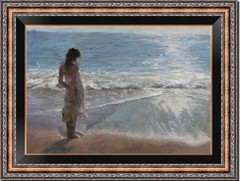 Hand-painted Impression oil painting art female seaside girl on canvas 24″X36″