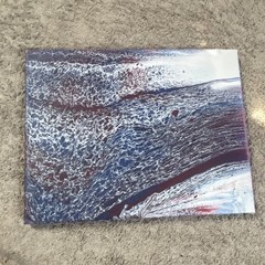Abstract Acrylic Pour Painting on Canvas, Unframed 10×14 Blue White Burgundy