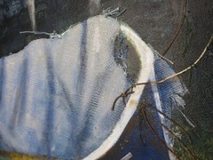 OOAK Lot of 3 original paintings collage boats 24×18 signed canvas Gallery Wall