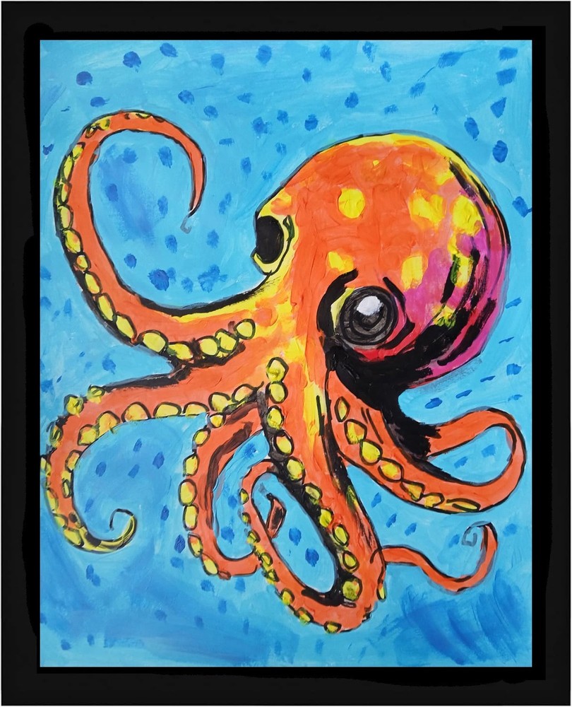 Abstract/Expressionism 11×14 Octopus One of a Kind Colorful Street Art Painting