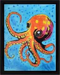 Abstract/Expressionism 11×14 Octopus One of a Kind Colorful Street Art Painting