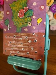 Original Aceo Painting Zombie Bart Simpson Low Brow Blood Donation Severed Hand