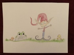Elf Watercolor Print-With Peekaboo Frog – 8 1/2″ x 11″ Print